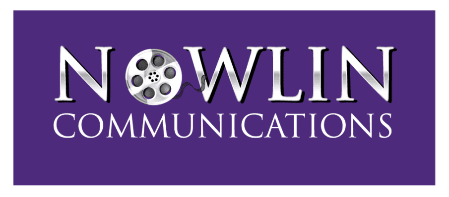 Logo with a film reel and 'OWL COMMUNICATION' text on purple background.