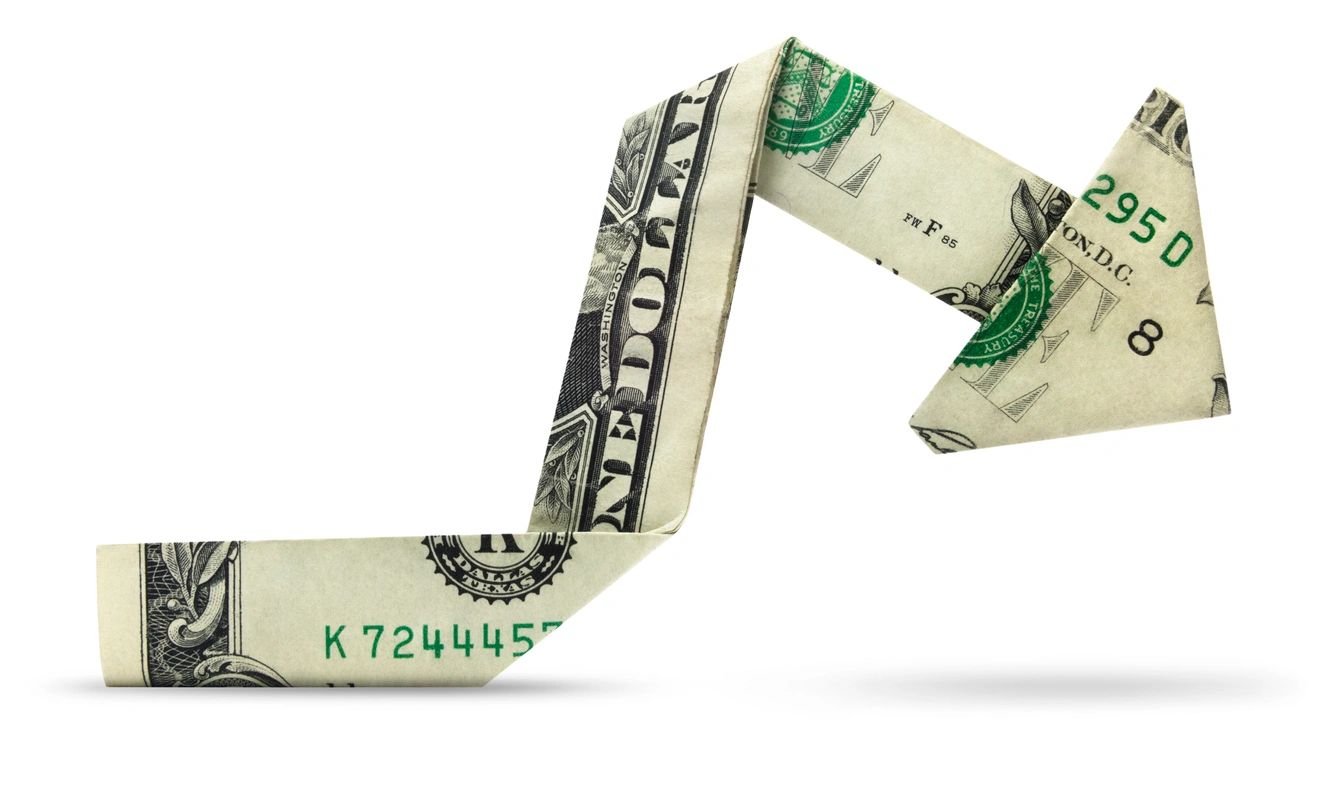 A folded dollar bill shaped like a hammer.