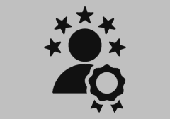 Person with stars and an award icon.